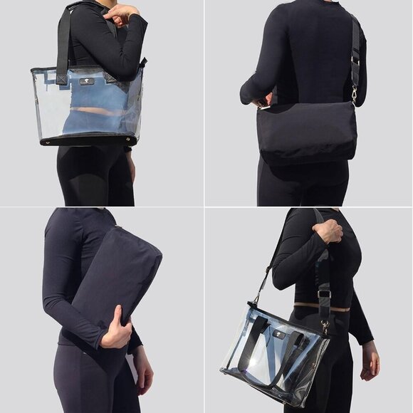 Stylish Iridescent Clear Tote Bag with Bag-in-Bag Design for Festivals & Beaches - Picture 7 of 7